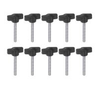 QUARKZMAN 10Pcs Boutons à Ailettes en T en Plastique M5 x 35mm avec Filetage Mâle Standard, Boutons de Serrage Réglables, Poignées de Serrage, Vis à Pouce, Noir