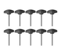 QUARKZMAN 10Pcs Boutons à Ailettes en T en Plastique M5 x 50mm avec Filetage Mâle Standard, Poignées en T, Boutons de Serrage à Main, Vis à Pouce, Noir