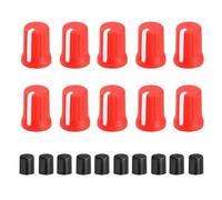 QUARKZMAN 10pcs Boutons De Potentiometre, Remplacement En Caoutchouc Pour Potentiometre A Arbre D, Capuchon A Tige Pour Console De Mixage DJ, Encodeur, Haut-Parleur (Rouge Blanc)