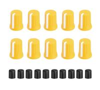 QUARKZMAN 10pcs Boutons De Potentiometre, Remplacement Pour Arbre En D Capuchon En Caoutchouc De Tige De Poussee Pour DJ Controller Mixer Console Encoder Speaker(Blanc Jaune)