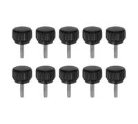 QUARKZMAN 10pcs Boutons De Serrage Moletés Vis À Main M3 x 10mm Filetage Mâle Métrique 13mm Tête En Plastique Mat Tige En Acier Inoxydable 304 Bouton Fileté À Main Poignée, Noir