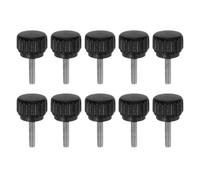 QUARKZMAN 10pcs Boutons De Serrage Moletés Vis À Main M3 x 12mm Filetage Mâle Métrique 13mm Tête En Plastique Mat Tige En Acier Inoxydable 304 Bouton Fileté À Main Poignée, Noir