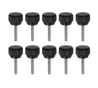 QUARKZMAN 10pcs Boutons De Serrage Moletés Vis À Main M3 x 16mm Filetage Mâle Métrique 13mm Tête En Plastique Mat Tige En Acier Inoxydable 304 Bouton Fileté À Main Poignée, Noir