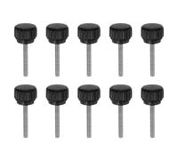 QUARKZMAN 10pcs Boutons De Serrage Moletés Vis À Main M3 x 20mm Filetage Mâle Métrique Tête En Plastique Mat 13mm Tige En Acier Inoxydable 304 Bouton Fileté À Main Poignée, Noir