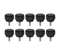 QUARKZMAN 10pcs Boutons De Serrage Moletés Vis À Main M3 x 6mm Filetage Mâle Métrique 13mm Tête En Plastique Mat Tige En Acier Inoxydable 304 Bouton Fileté À Main Poignée, Noir