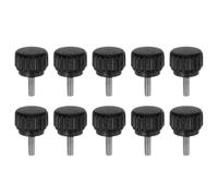 QUARKZMAN 10pcs Boutons De Serrage Moletés Vis À Main M3 x 8mm Filetage Mâle Métrique 13mm Tête En Plastique Mat Tige En Acier Inoxydable 304 Bouton Fileté À Main Poignée Vis À Main, Noir