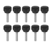 QUARKZMAN 10pcs Boutons De Serrage Moletés Vis À Main M4 x 16mm Filetage Mâle Métrique Tête En Plastique Mat 13mm Tige En Acier Inoxydable 304 Bouton Fileté À Main Poignée, Noir