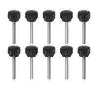 QUARKZMAN 10pcs Boutons De Serrage Moletés Vis À Main M4 x 25mm Filetage Mâle Métrique Tête En Plastique Mat 13mm Tige En Acier Inoxydable 304 Bouton Fileté À Main Poignée, Noir
