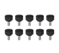 QUARKZMAN 10pcs Boutons De Serrage Moletés Vis À Main M5 x 10mm Filetage Mâle Métrique 16mm Tête En Plastique Mat Tige En Acier Inoxydable 304 Bouton Fileté À Main Poignée, Noir
