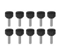 QUARKZMAN 10pcs Boutons De Serrage Moletés Vis À Main M5 x 20mm Filetage Mâle Métrique Tête En Plastique Mat 16mm Tige En Acier Inoxydable 304 Bouton Fileté À Main Poignée, Noir