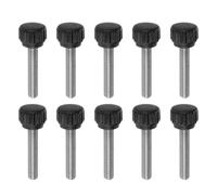 QUARKZMAN 10pcs Boutons De Serrage Moletés Vis À Main M5 x 25mm Filetage Mâle Métrique Tête En Plastique Mat 13mm Tige En Acier Inoxydable 304 Bouton Fileté À Main Poignée Vis À Main, Noir