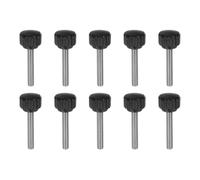 QUARKZMAN 10pcs Boutons De Serrage Moletés Vis À Main M5 x 30mm Filetage Mâle Métrique Tête En Plastique Mat 16mm Tige En Acier Inoxydable 304 Bouton Fileté À Main Poignée De Serrage, Noir