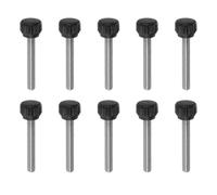 QUARKZMAN 10pcs Boutons De Serrage Moletés Vis À Main M5 x 35mm Filetage Mâle Métrique 13mm Tête En Plastique Mat Tige En Acier Inoxydable 304 Bouton Fileté À Main Poignée, Noir