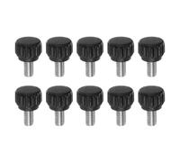 QUARKZMAN 10pcs Boutons De Serrage Moletés Vis À Main M5 x 8mm Filetage Mâle Métrique Tête En Plastique Mat 13mm Tige En Acier Inoxydable 304 Bouton Fileté À Main Poignée, Noir
