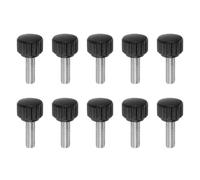 QUARKZMAN 10pcs Boutons De Serrage Moletés Vis À Main M6 x 10mm Filetage Mâle Métrique 16mm Tête En Plastique Mat Tige En Acier Inoxydable 304 Bouton Fileté À Main Poignée, Noir