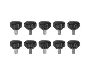 QUARKZMAN 10pcs Boutons De Serrage Moletés Vis À Main M6 x 10mm Filetage Mâle Métrique 22mm Tête En Plastique Mat Tige En Acier Inoxydable 304 Bouton Fileté À Main Poignée, Noir