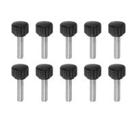 QUARKZMAN 10pcs Boutons De Serrage Moletés Vis À Main M6 x 16mm Filetage Mâle Métrique 16mm Tête En Plastique Mat Tige En Acier Inoxydable 304 Bouton Fileté À Main Poignée, Noir