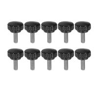 QUARKZMAN 10pcs Boutons De Serrage Moletés Vis À Main M6 x 16mm Filetage Mâle Métrique 22mm Tête En Plastique Mat Tige En Acier Inoxydable 304 Bouton Fileté À Main Poignée, Noir