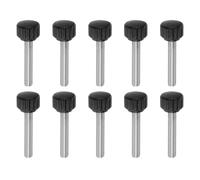 QUARKZMAN 10pcs Boutons De Serrage Moletés Vis À Main M6 x 30mm Filetage Mâle Métrique Tête En Plastique Mat 16mm Tige En Acier Inoxydable 304 Bouton Fileté À Main Poignée, Noir