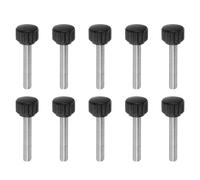 QUARKZMAN 10pcs Boutons De Serrage Moletés Vis À Main M6 x 35mm Filetage Mâle Métrique 16mm Tête En Plastique Mat Tige En Acier Inoxydable 304 Bouton Fileté À Main Poignée Vis À Main, Noir