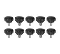 QUARKZMAN 10pcs Boutons De Serrage Moletés Vis À Main M6 x 8mm Filetage Mâle Métrique 22mm Tête En Plastique Mat Tige En Acier Inoxydable 304 Bouton Fileté À Main Poignée Vis À Main, Noir