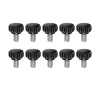 QUARKZMAN 10pcs Boutons De Serrage Moletés Vis À Main M8 x 12mm Filetage Mâle Métrique Tête En Plastique Mat 22mm Tige En Acier Inoxydable 304 Bouton Fileté À Main Poignée, Noir