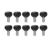 QUARKZMAN 10pcs Boutons De Serrage Moletés Vis À Main M8 x 16mm Filetage Mâle Métrique Tête En Plastique Mat 22mm Tige En Acier Inoxydable 304 Bouton Fileté À Main Poignée, Noir