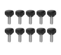 QUARKZMAN 10pcs Boutons De Serrage Moletés Vis À Main M8 x 20mm Filetage Mâle Métrique 22mm Tête En Plastique Mat Tige En Acier Inoxydable 304 Bouton À Main Fileté Poignée, Noir