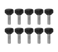 QUARKZMAN 10pcs Boutons De Serrage Moletés Vis À Main M8 x 25mm Filetage Mâle Métrique Tête En Plastique Mat 22mm Tige En Acier Inoxydable 304 Bouton Fileté À Main Poignée, Noir