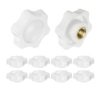 QUARKZMAN 10Pcs Boutons Étoiles M10 Filetage Femelle 38mm Tête en Plastique Poignées de Serrage à Visser en Laiton Sans Trou Traversant, Boutons à Main Filetés, Blanc