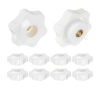 QUARKZMAN 10Pcs Boutons Étoiles M6 Filetage Femelle 38mm Tête en Plastique Poignées de Serrage à Visser en Laiton à Trou Traversant, Boutons à Main Filetés, Blanc