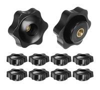 QUARKZMAN 10Pcs Boutons Étoiles M6 Filetage Femelle 38mm Tête en Plastique Poignées de Serrage à Visser en Laiton à Trou Traversant, Boutons à Main Filetés, Noir