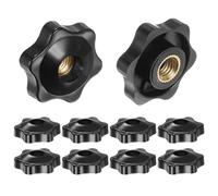 QUARKZMAN 10Pcs Boutons Étoiles M8 Filetage Femelle 32mm Tête en Plastique Poignées de Serrage à Visser en Laiton à Trou Traversant, Boutons à Main Filetés, Noir