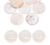 QUARKZMAN 10Pcs Boutons Ronds En Coquille Naturelle, 25mm 2 Trous Boutons De Nacre Pour Vêtements Chemises Robes Couture DIY Artisanat, Blanc
