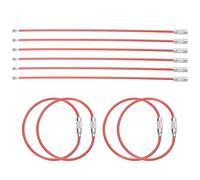 QUARKZMAN 10Pcs Câble Porte-Clés 6" en Acier Inoxydable de 2mm avec Revêtement Plastique Et Anneaux de Boucle pour Accrocher Étiquettes de Bagages, Clés ID, Rouge