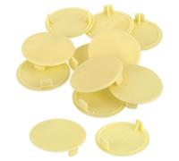 QUARKZMAN 10Pcs Cache-Trous de Charnière, 38mm Diamètre Cache-Trou Dissimulé en Plastique, Capuchons Ronds de Type Affleurant pour Armoire de Meuble, Beige