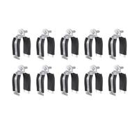 QUARKZMAN 10pcs Coussin En Caoutchouc Pour Attache De Poteau 2-1/2" Attaches De Poteau Universelles En Acier Au Carbone Avec Boulon Et Ecrou Pour Tubes En Cuivre PEX Tubes CVPC, Argent Noir