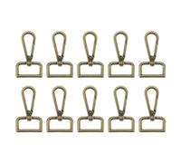 QUARKZMAN 10Pcs Crochet Pivotants, Mousquetons en D de 1 Pouce, Fermoirs à Griffes en Métal pour la Fabrication de Sacs à Main, Porte-Clés, Ceintures, Couleur Bronze