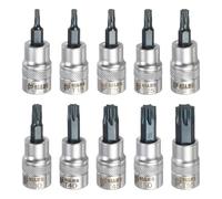 QUARKZMAN 10Pcs Douille Torx 3/8" Embout T10-T55 Acier S2 Tête Étoile Tournevis Forets Adaptateur Douille Acier CR-V pour Maison Auto Essieu Écrous Boulons Réparation