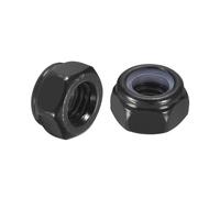 QUARKZMAN 10Pcs Ecrous Auto-Serrants Hexagonaux M8 x 1.25 À Insert Nylon, 304 Acier Inoxydable Écrou Autobloquant À Insert Nylon Pour Fixations Industrielles Et De Construction, Noir&Blanc