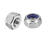 QUARKZMAN 10Pcs Ecrous Hexagonaux Auto-Serrants À Insert Nylon M10 x 1, 304 Acier Inoxydable Écrous Autobloquants À Insert Nylon Pour Fixations Industrielles De Construction, Argent&Bleu