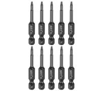 QUARKZMAN 10Pcs Embouts Tournevis T8 Torx 1/4" Hexagonal 50mm/2" Longueur Acier S3 Magnétique Anti-Sabotage Tête Étoile 6 Pointes Embouts Tournevis Hexagonaux, Noir