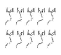 QUARKZMAN 10Pcs Fermoirs Coulissants avec Fermoirs Mousquetons et Chaîne d'Extension, 13mm Tube Coulissant Extrémités de Cordon à Sertir pour Fabrication Artisanale, Noir Métallique