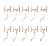 QUARKZMAN 10Pcs Fermoirs Coulissants avec Fermoirs Mousquetons et Chaîne d'Extension, 25mm Tube Coulissant Extrémités de Cordon à Sertir pour la Fabrication Artisanale, Rose Doré