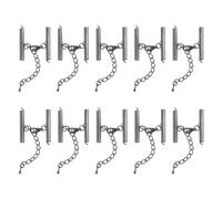 QUARKZMAN 10Pcs Fermoirs Coulissants avec Fermoirs Mousquetons et Chaîne d'Extension, 30mm Tube Coulissant Extrémités de Cordon à Sertir pour Fabrication Artisanale, Noir Métallique