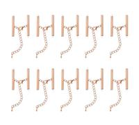 QUARKZMAN 10Pcs Fermoirs Coulissants avec Fermoirs Mousquetons et Chaîne d'Extension, 35mm Tube Coulissant Extrémités de Cordon à Sertir pour la Fabrication Artisanale, Rose Doré
