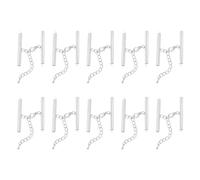 QUARKZMAN 10Pcs Fermoirs Coulissants avec Fermoirs Mousquetons et Chaîne d'Extension, 40mm Tube Coulissant Extrémités de Cordon à Sertir pour la Fabrication Artisanale, Ton Argenté