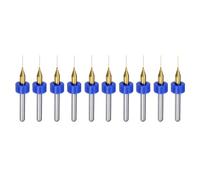 QUARKZMAN 10Pcs Forets PCB Tige 1/8" 0,35mm en Carbure de Tungstène avec Revêtement en Titane pour Perçage de Circuit Imprimé, Bijoux, Gravure CNC
