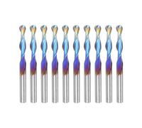 QUARKZMAN 10Pcs Fraises à Bout Sphérique pour Fraiseuse Cnc, 1/8" en Carbure avec Revêtement Nano Bleu, 2 Flûtes en Spirale, Queue 1/8" (3,175 mm), Longueur Coupe 1/16", Longueur 1-1/2".