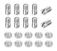 QUARKZMAN 10Pcs Goupille Cylindrique À Fente, M4 x 5mm 304 Acier Inoxydable Goujon À Filetage Externe Goupille Positionnement Vis À Fente Avec Écrou Pour Installation Meuble Cabinet (GB878)
